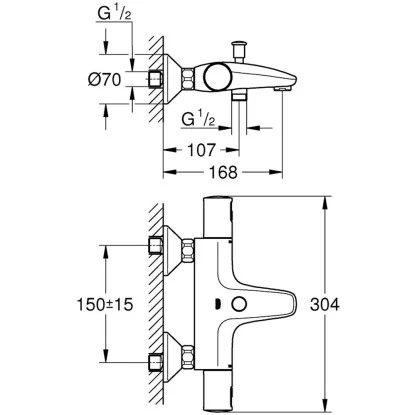 Grohe QuickFix Thermostat-Wannenarmatur Precision Start Chrom – Bild 3