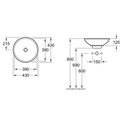 Villeroy & Boch Friends AufsatzwaschbeckenØ 43 Cm Rund Weiß – Bild 2