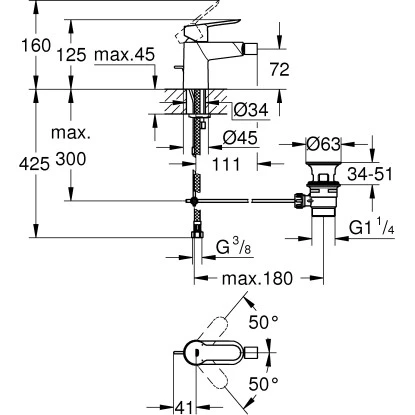 Grohe QuickFix Bidet-Einhebelmischer Start Edge – Bild 2