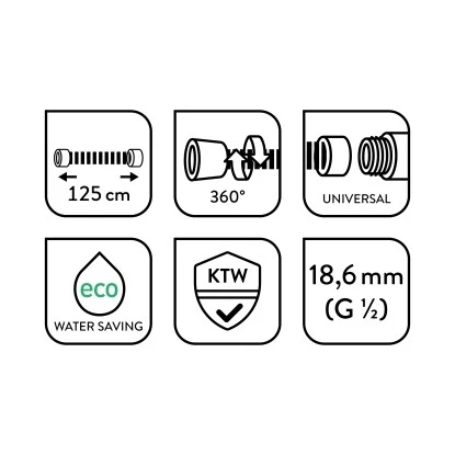 Baliv Metall Wassersparbrauseschlauch BSL-125.80 Für Handbrausen 125cm Verchromt – Bild 2