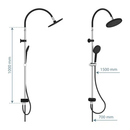 Schütte Überkopfbrause-Set Matao Rain Chrom-Schwarz Matt – Bild 2