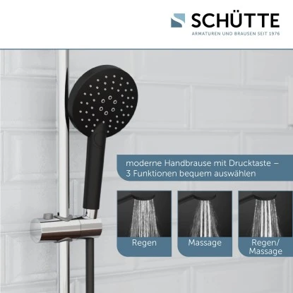 Schütte Überkopfbrause-Set Matao Rain Chrom-Schwarz Matt – Bild 5