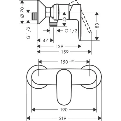 Hansgrohe Einhebel-Brausemischer Vernis Blend Aufputz Matt Black – Bild 2