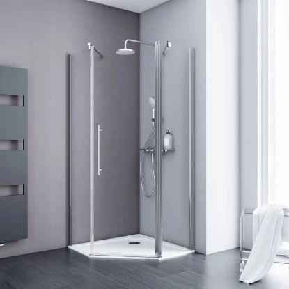 Schulte Fünfeckdusche Mit Drehtür Alexa Style 2.0 Chromoptik BxHxT 90x90x192 Cm