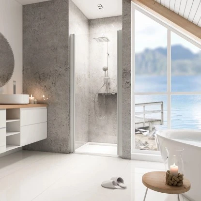 Schulte ExpressPlus DrehtĂĽr In Nische Garant Alu Natur Links 200x80cm