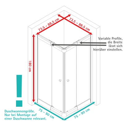 Schulte Eckeinstieg Mit Schiebetüren Sunny 180 Cm X 75-90 Cm Silber Klarglas – Bild 6