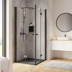 Schulte ExpressPlus Drehfalttür Eckeinstieg Garant 2.0 Mattschwarz 200 X 100 Cm