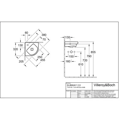 Villeroy & Boch Eck-Handwaschbecken Subway 2.0 32cm StarWhite Mit HL U. ÜL CPlus – Bild 2