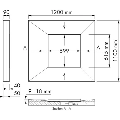 ESS Easy Drain Duschrinne DOT Square 61,5 X 61,5 Cm – Bild 4