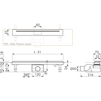 ESS Easy Drain Duschrinne XS Nano Wall Design 120 Cm – Bild 5