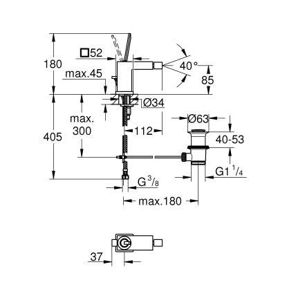 Grohe Einhand-Bidetbatterie Eurocube Joy Chrom – Bild 2