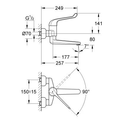 Grohe Einhand-Sicherheitsmisch- Waschtischbatterie Euroeco Special 25,6 Cm – Bild 2