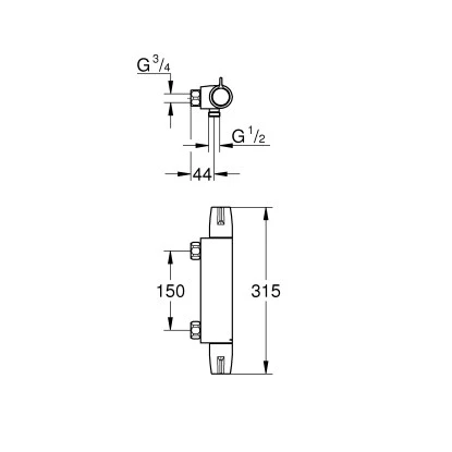 Grohe Thermostat-Brausebatterie Grohtherm Special Chrom Ohne Abdeckung – Bild 2