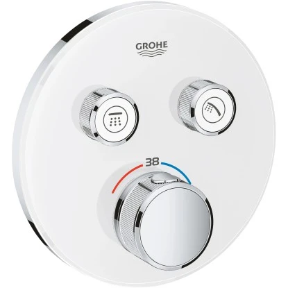 Grohe Thermostat Grohtherm SmartControl Mit 2 Absperrventilen Moon White Rund