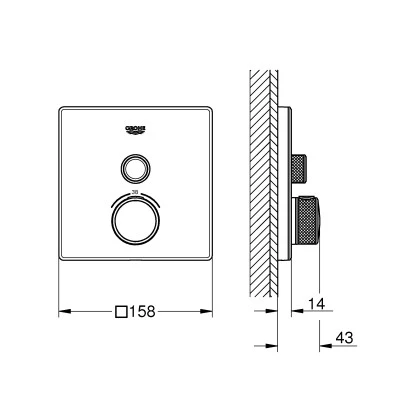 Grohe Thermostat Grohtherm SmartControl Mit 1 Absperrventil Moon White Eckig – Bild 2