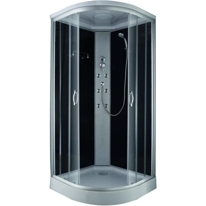 Komplettdusche Mit Schiebetür Schwarz 215 Cm X 90 Cm X 90 Cm