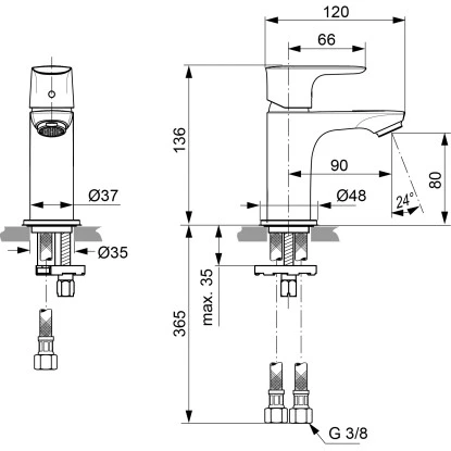 Ideal Standard Waschtischarmatur Connect Air Piccolo O. Ablaufg. Chrom – Bild 4