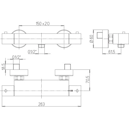 AquaSu Thermostat Romolo Singolo Für Brause Chrom – Bild 2