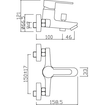 AquaSu Einhebelmischer-Wannenarmatur Jetmix Style Chrom – Bild 2