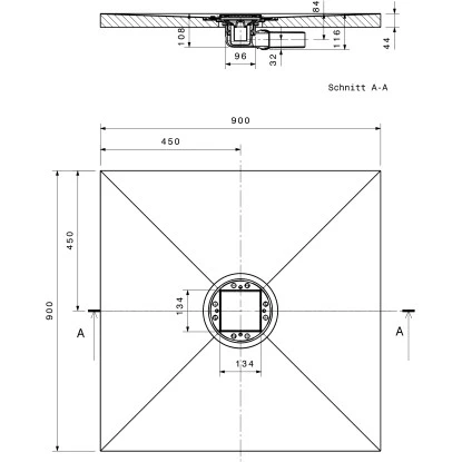 Bodenebenes Befliesbares Duschelement Indigno P Mit Punktablauf 90 Cm X 90 Cm – Bild 2