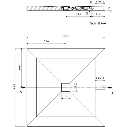 Bodenebenes Befliesbares Duschelement Indigno P Reno Mit Punktabl. 120 X 120 Cm – Bild 2