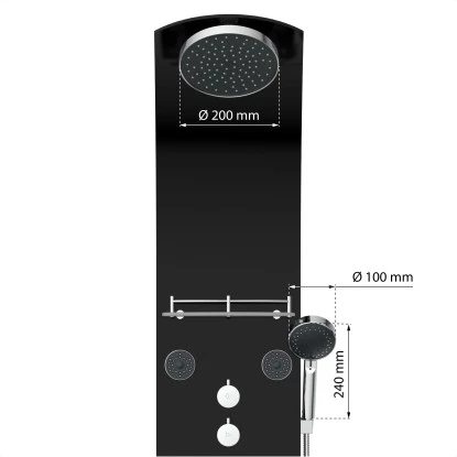 Eisl Duschpaneel Karibik 3 In 1 Mit Regendusche Sechs Massagedüsen Schwarz – Bild 4
