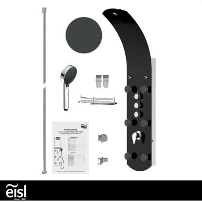 Eisl Duschpaneel Karibik 3 In 1 Mit Regendusche Sechs Massagedüsen Schwarz – Bild 5