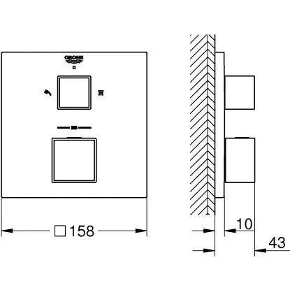 Grohe Thermostat-Brausebatterie 2-Wege-Umstellung Grohtherm Cube Chrom – Bild 2