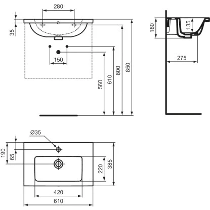 Ideal Standard Möbelwaschtisch I.life S 61 Cm Weiß – Bild 8
