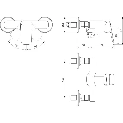 Ideal Standard Brausearmatur Ceraplan Chrom Aufputz Schweizer Ausführung – Bild 6