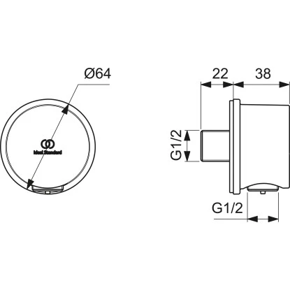 Ideal Standard Brauseschlauchanschluss Idealrain Atelier Chrom Rund Aufputz – Bild 7
