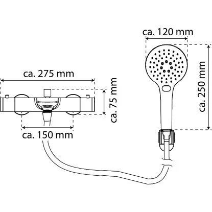 Eisl Thermostat Wannenarmatur Mit Hand-Brauseset Claudio Chrom – Bild 8