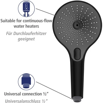 Wenko Duschkopf Ultimate Shower Schwarz/Grau Ø 13 Cm – Bild 6