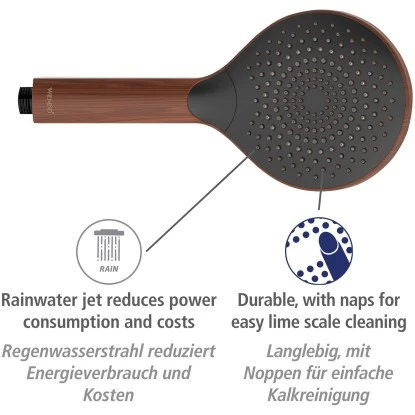 Wenko Duschkopf Watersaving Wood Ø 12 Cm – Bild 2