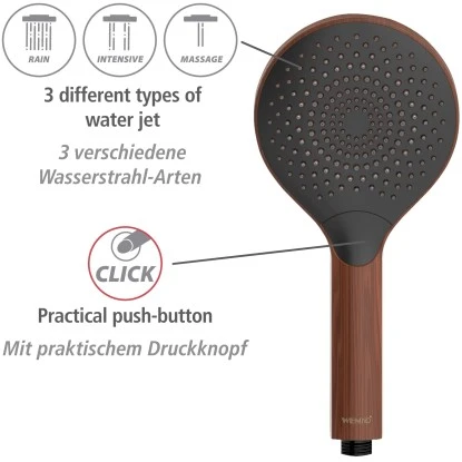 Wenko Duschkopf Watersaving Wood Ø 12 Cm – Bild 3