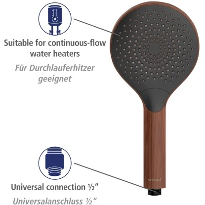 Wenko Duschkopf Watersaving Wood Ø 12 Cm – Bild 4