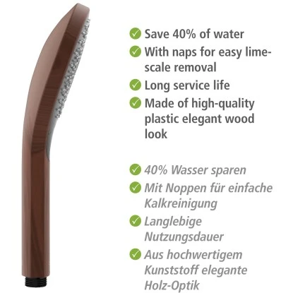 Wenko Duschkopf Watersaving Wood Ø 12 Cm – Bild 5