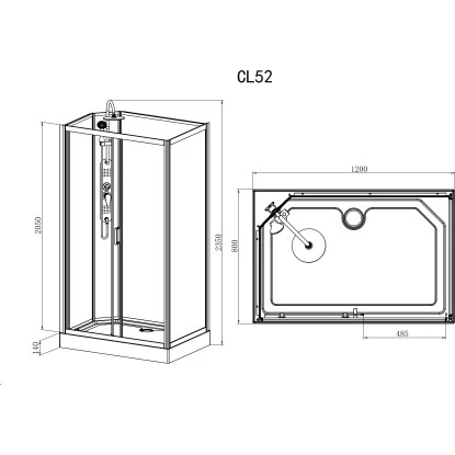 Sanotechnik Komplettdusche Epic Schwarz 225 Cm X 120 Cm X 80 Cm – Bild 2