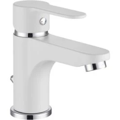 VerosanPro Einhebel-Waschtischarmatur Madrid Matt Weiß Mit Ablaufgarnitur