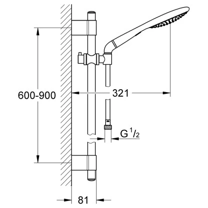 Grohe Brausestangen-Set Rainshower Solo 150 Mit 2 Strahlarten – Bild 2